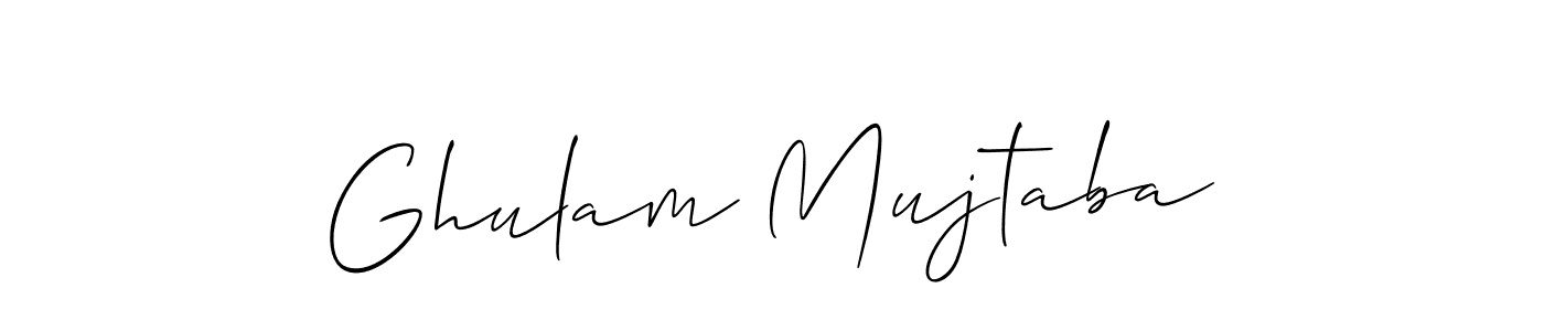 if you are searching for the best signature style for your name Ghulam Mujtaba. so please give up your signature search. here we have designed multiple signature styles  using Allison_Script. Ghulam Mujtaba signature style 2 images and pictures png