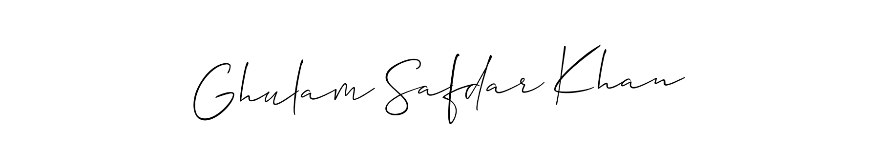 if you are searching for the best signature style for your name Ghulam Safdar Khan. so please give up your signature search. here we have designed multiple signature styles  using Allison_Script. Ghulam Safdar Khan signature style 2 images and pictures png