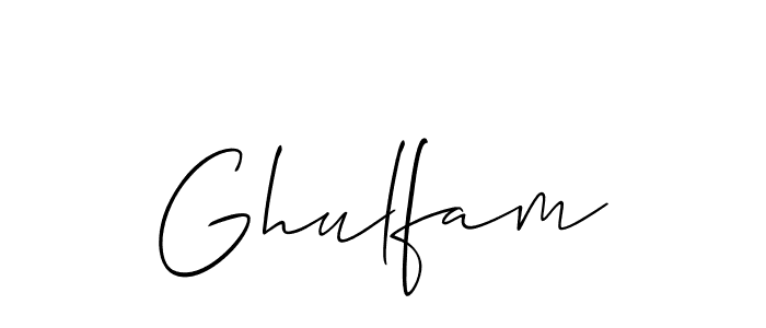 Allison_Script is a professional signature style that is perfect for those who want to add a touch of class to their signature. It is also a great choice for those who want to make their signature more unique. Get Ghulfam name to fancy signature for free. Ghulfam signature style 2 images and pictures png