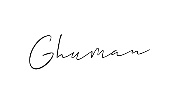 Create a beautiful signature design for name Ghuman. With this signature (Allison_Script) fonts, you can make a handwritten signature for free. Ghuman signature style 2 images and pictures png