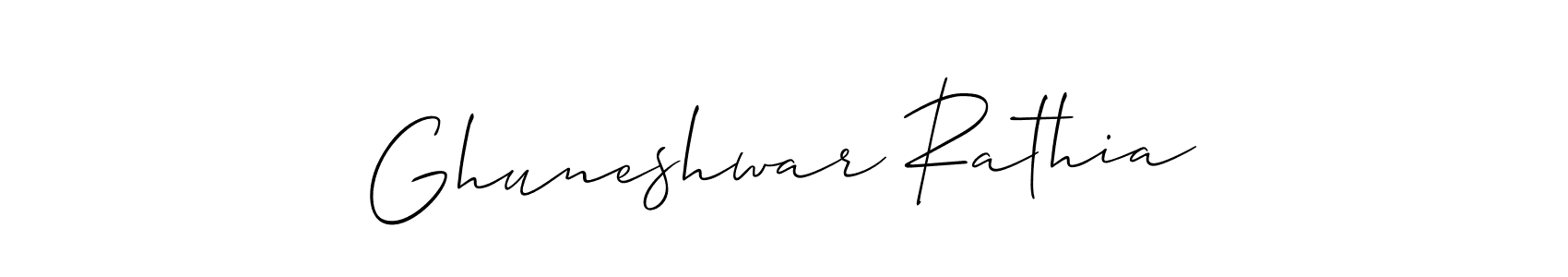 Make a beautiful signature design for name Ghuneshwar Rathia. With this signature (Allison_Script) style, you can create a handwritten signature for free. Ghuneshwar Rathia signature style 2 images and pictures png