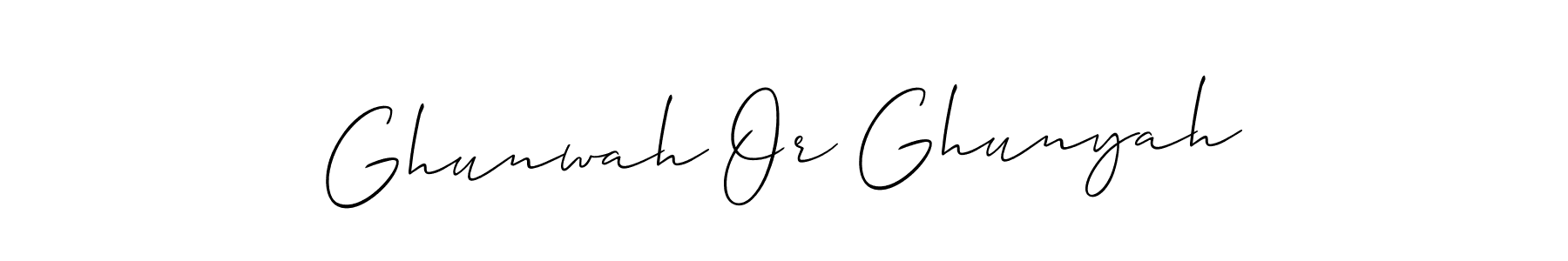 Allison_Script is a professional signature style that is perfect for those who want to add a touch of class to their signature. It is also a great choice for those who want to make their signature more unique. Get Ghunwah Or Ghunyah name to fancy signature for free. Ghunwah Or Ghunyah signature style 2 images and pictures png