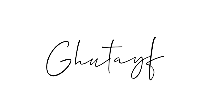 Use a signature maker to create a handwritten signature online. With this signature software, you can design (Allison_Script) your own signature for name Ghutayf. Ghutayf signature style 2 images and pictures png