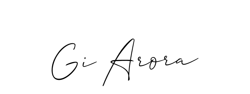 Also we have Gi Arora name is the best signature style. Create professional handwritten signature collection using Allison_Script autograph style. Gi Arora signature style 2 images and pictures png