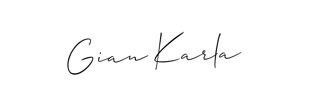 Make a short Gian Karla signature style. Manage your documents anywhere anytime using Allison_Script. Create and add eSignatures, submit forms, share and send files easily. Gian Karla signature style 2 images and pictures png