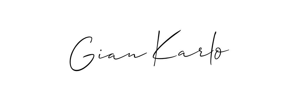 Make a beautiful signature design for name Gian Karlo. With this signature (Allison_Script) style, you can create a handwritten signature for free. Gian Karlo signature style 2 images and pictures png
