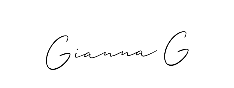 Also You can easily find your signature by using the search form. We will create Gianna G name handwritten signature images for you free of cost using Allison_Script sign style. Gianna G signature style 2 images and pictures png