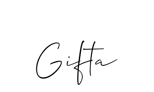 Make a beautiful signature design for name Gifta. With this signature (Allison_Script) style, you can create a handwritten signature for free. Gifta signature style 2 images and pictures png