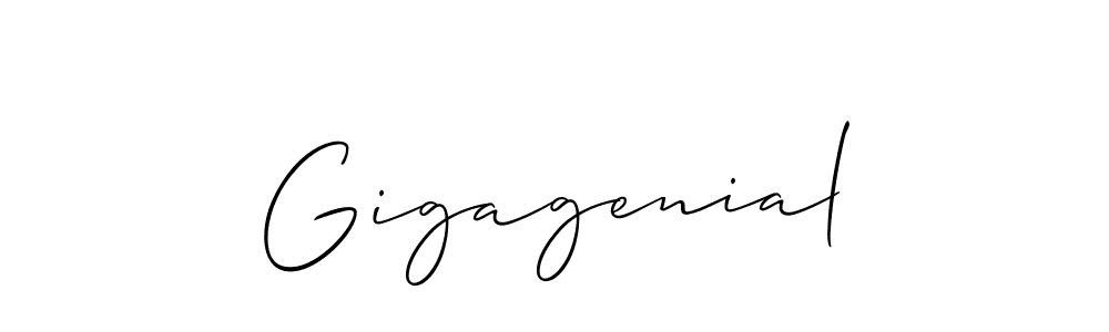 Make a beautiful signature design for name Gigagenial. With this signature (Allison_Script) style, you can create a handwritten signature for free. Gigagenial signature style 2 images and pictures png
