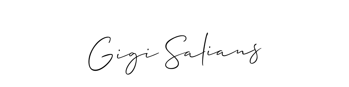 Check out images of Autograph of Gigi Salians name. Actor Gigi Salians Signature Style. Allison_Script is a professional sign style online. Gigi Salians signature style 2 images and pictures png