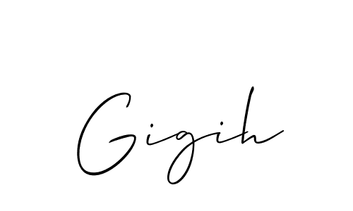 Make a beautiful signature design for name Gigih. With this signature (Allison_Script) style, you can create a handwritten signature for free. Gigih signature style 2 images and pictures png