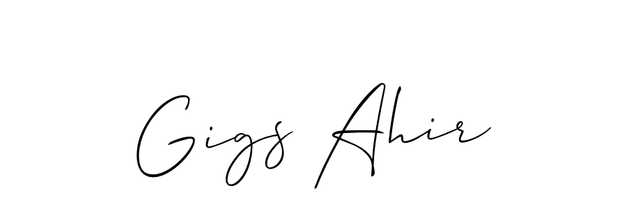 Check out images of Autograph of Gigs Ahir name. Actor Gigs Ahir Signature Style. Allison_Script is a professional sign style online. Gigs Ahir signature style 2 images and pictures png