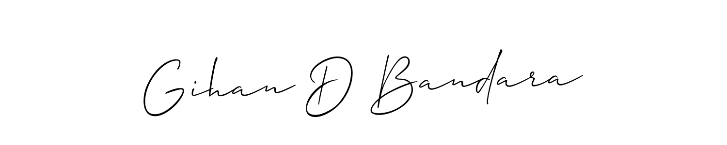 This is the best signature style for the Gihan D Bandara name. Also you like these signature font (Allison_Script). Mix name signature. Gihan D Bandara signature style 2 images and pictures png