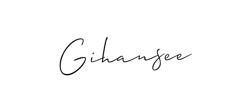 Create a beautiful signature design for name Gihansee. With this signature (Allison_Script) fonts, you can make a handwritten signature for free. Gihansee signature style 2 images and pictures png