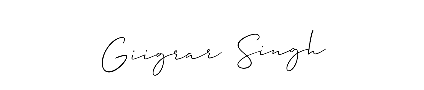 How to make Giigrar  Singh signature? Allison_Script is a professional autograph style. Create handwritten signature for Giigrar  Singh name. Giigrar  Singh signature style 2 images and pictures png