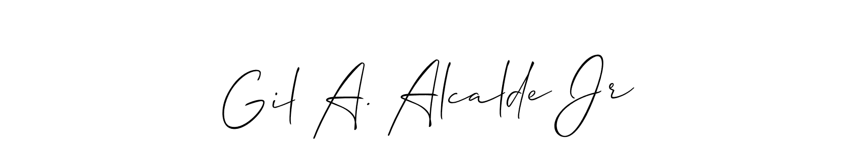 Allison_Script is a professional signature style that is perfect for those who want to add a touch of class to their signature. It is also a great choice for those who want to make their signature more unique. Get Gil A. Alcalde Jr name to fancy signature for free. Gil A. Alcalde Jr signature style 2 images and pictures png