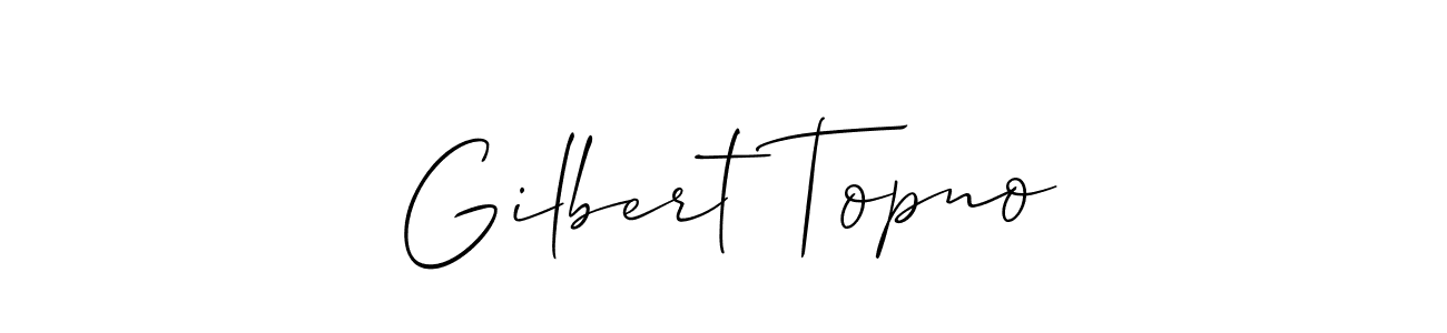 Make a beautiful signature design for name Gilbert Topno. With this signature (Allison_Script) style, you can create a handwritten signature for free. Gilbert Topno signature style 2 images and pictures png