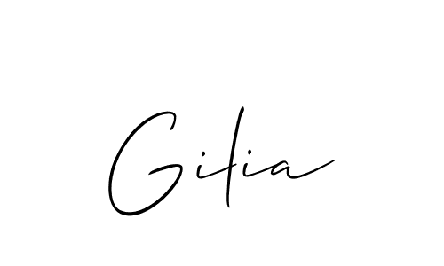 Use a signature maker to create a handwritten signature online. With this signature software, you can design (Allison_Script) your own signature for name Gilia. Gilia signature style 2 images and pictures png