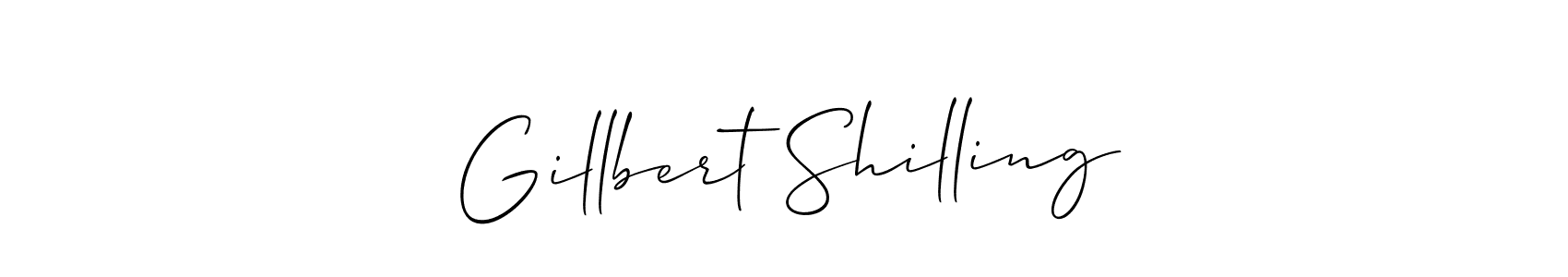 Allison_Script is a professional signature style that is perfect for those who want to add a touch of class to their signature. It is also a great choice for those who want to make their signature more unique. Get Gillbert Shilling name to fancy signature for free. Gillbert Shilling signature style 2 images and pictures png
