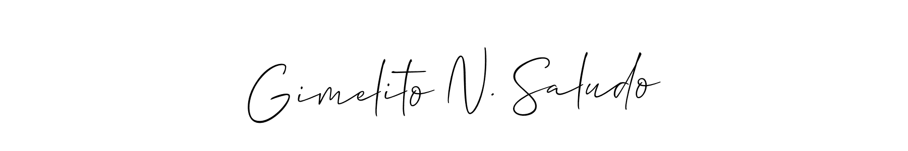 Use a signature maker to create a handwritten signature online. With this signature software, you can design (Allison_Script) your own signature for name Gimelito N. Saludo. Gimelito N. Saludo signature style 2 images and pictures png