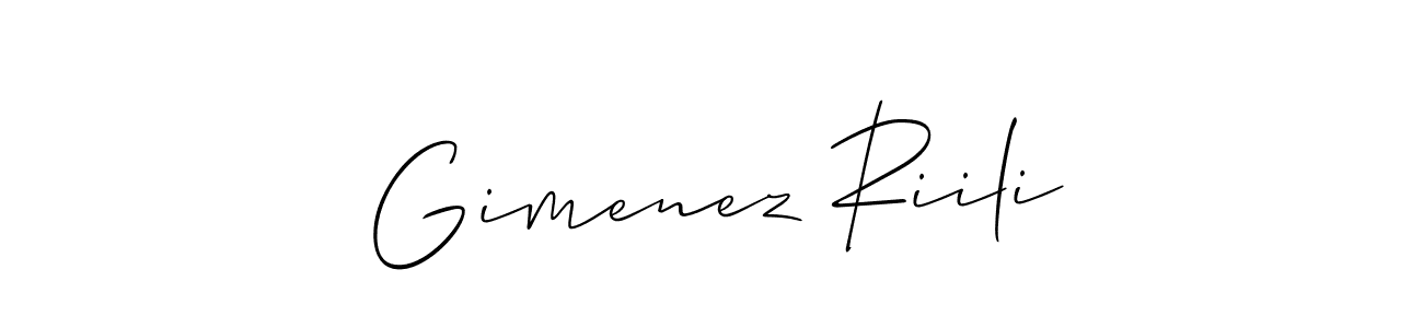 How to make Gimenez Riili name signature. Use Allison_Script style for creating short signs online. This is the latest handwritten sign. Gimenez Riili signature style 2 images and pictures png