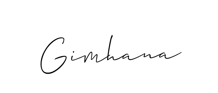 Create a beautiful signature design for name Gimhana. With this signature (Allison_Script) fonts, you can make a handwritten signature for free. Gimhana signature style 2 images and pictures png