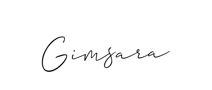 Create a beautiful signature design for name Gimsara. With this signature (Allison_Script) fonts, you can make a handwritten signature for free. Gimsara signature style 2 images and pictures png