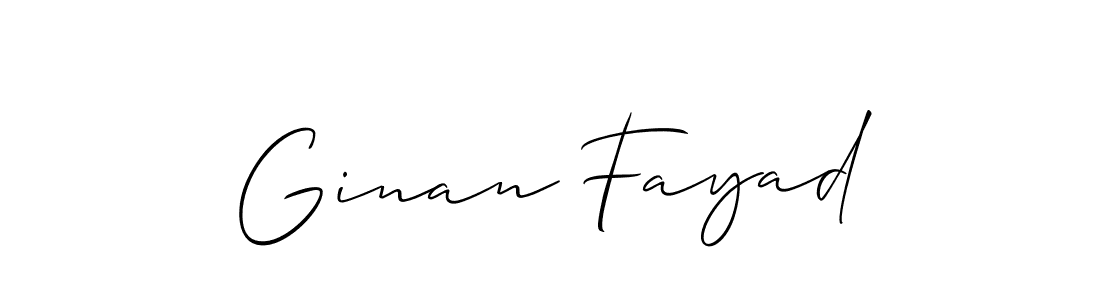 It looks lik you need a new signature style for name Ginan Fayad. Design unique handwritten (Allison_Script) signature with our free signature maker in just a few clicks. Ginan Fayad signature style 2 images and pictures png