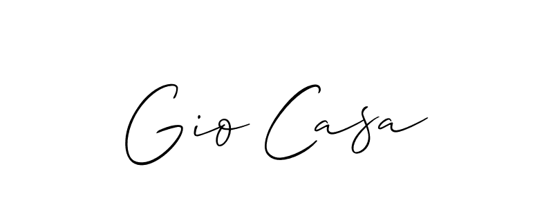 The best way (Allison_Script) to make a short signature is to pick only two or three words in your name. The name Gio Casa include a total of six letters. For converting this name. Gio Casa signature style 2 images and pictures png