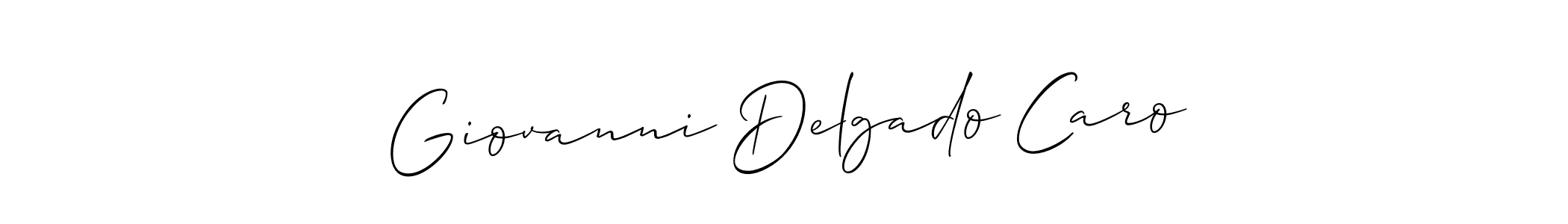 The best way (Allison_Script) to make a short signature is to pick only two or three words in your name. The name Giovanni Delgado Caro include a total of six letters. For converting this name. Giovanni Delgado Caro signature style 2 images and pictures png
