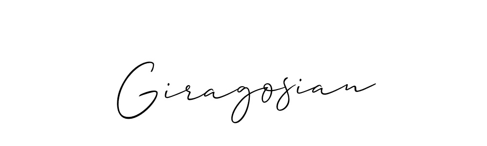 Allison_Script is a professional signature style that is perfect for those who want to add a touch of class to their signature. It is also a great choice for those who want to make their signature more unique. Get Giragosian name to fancy signature for free. Giragosian signature style 2 images and pictures png