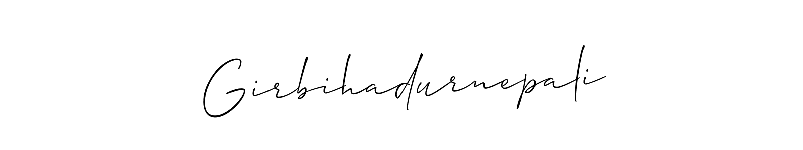 Use a signature maker to create a handwritten signature online. With this signature software, you can design (Allison_Script) your own signature for name Girbihadurnepali. Girbihadurnepali signature style 2 images and pictures png
