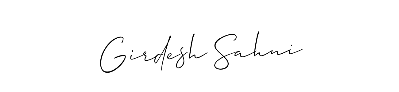 Make a beautiful signature design for name Girdesh Sahni. With this signature (Allison_Script) style, you can create a handwritten signature for free. Girdesh Sahni signature style 2 images and pictures png