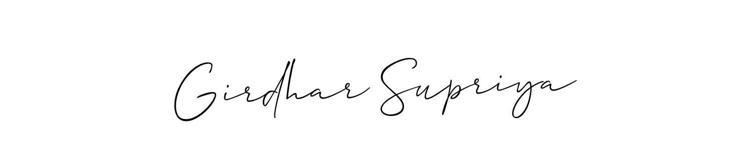 Make a beautiful signature design for name Girdhar Supriya. With this signature (Allison_Script) style, you can create a handwritten signature for free. Girdhar Supriya signature style 2 images and pictures png