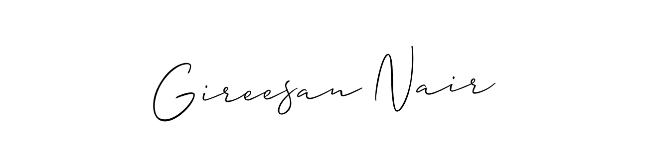 Use a signature maker to create a handwritten signature online. With this signature software, you can design (Allison_Script) your own signature for name Gireesan Nair. Gireesan Nair signature style 2 images and pictures png
