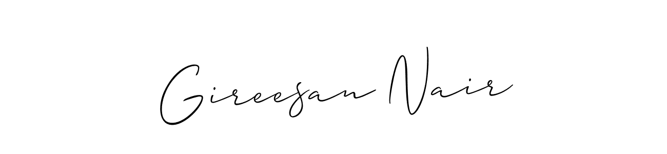 Use a signature maker to create a handwritten signature online. With this signature software, you can design (Allison_Script) your own signature for name Gireesan Nair. Gireesan Nair signature style 2 images and pictures png