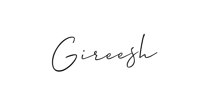 Use a signature maker to create a handwritten signature online. With this signature software, you can design (Allison_Script) your own signature for name Gireesh. Gireesh signature style 2 images and pictures png