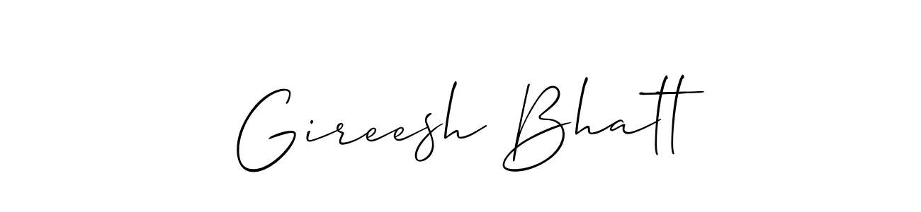 Also You can easily find your signature by using the search form. We will create Gireesh Bhatt name handwritten signature images for you free of cost using Allison_Script sign style. Gireesh Bhatt signature style 2 images and pictures png
