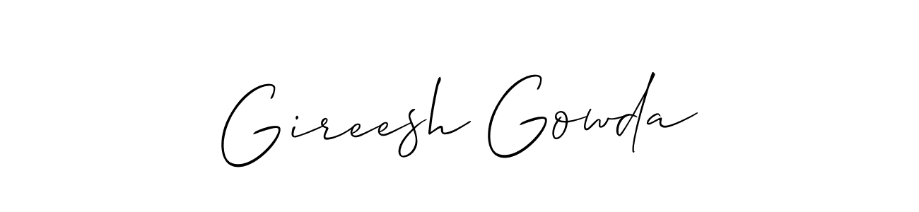 Allison_Script is a professional signature style that is perfect for those who want to add a touch of class to their signature. It is also a great choice for those who want to make their signature more unique. Get Gireesh Gowda name to fancy signature for free. Gireesh Gowda signature style 2 images and pictures png