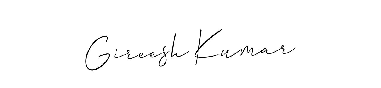 Also we have Gireesh Kumar name is the best signature style. Create professional handwritten signature collection using Allison_Script autograph style. Gireesh Kumar signature style 2 images and pictures png