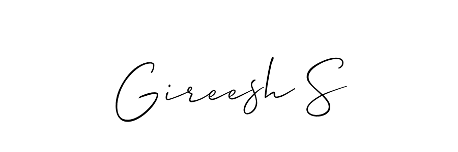 if you are searching for the best signature style for your name Gireesh S. so please give up your signature search. here we have designed multiple signature styles  using Allison_Script. Gireesh S signature style 2 images and pictures png