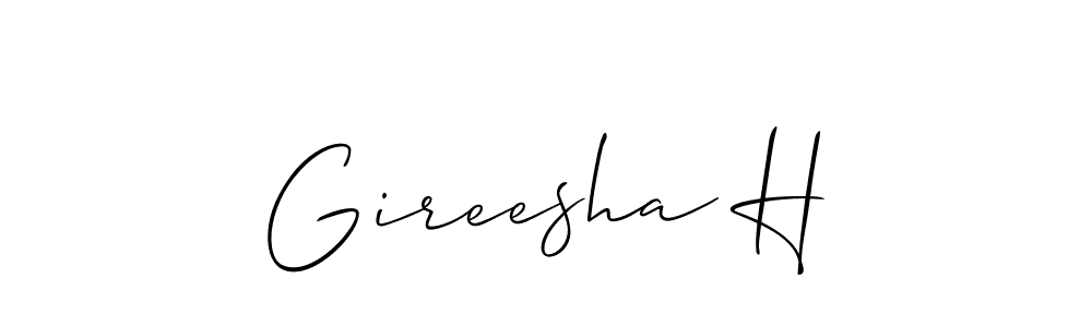 How to make Gireesha H signature? Allison_Script is a professional autograph style. Create handwritten signature for Gireesha H name. Gireesha H signature style 2 images and pictures png