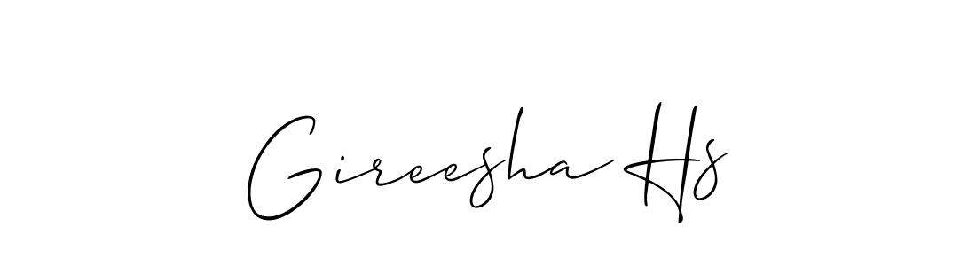 How to make Gireesha Hs name signature. Use Allison_Script style for creating short signs online. This is the latest handwritten sign. Gireesha Hs signature style 2 images and pictures png