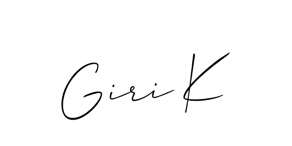 It looks lik you need a new signature style for name Giri K. Design unique handwritten (Allison_Script) signature with our free signature maker in just a few clicks. Giri K signature style 2 images and pictures png