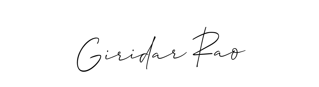 Create a beautiful signature design for name Giridar Rao. With this signature (Allison_Script) fonts, you can make a handwritten signature for free. Giridar Rao signature style 2 images and pictures png