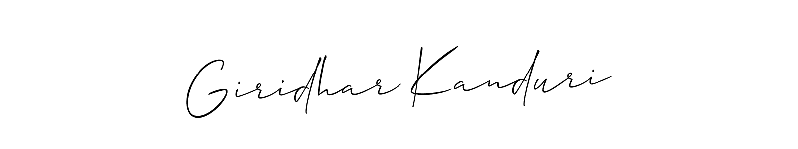 Create a beautiful signature design for name Giridhar Kanduri. With this signature (Allison_Script) fonts, you can make a handwritten signature for free. Giridhar Kanduri signature style 2 images and pictures png