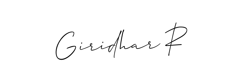 This is the best signature style for the Giridhar R name. Also you like these signature font (Allison_Script). Mix name signature. Giridhar R signature style 2 images and pictures png