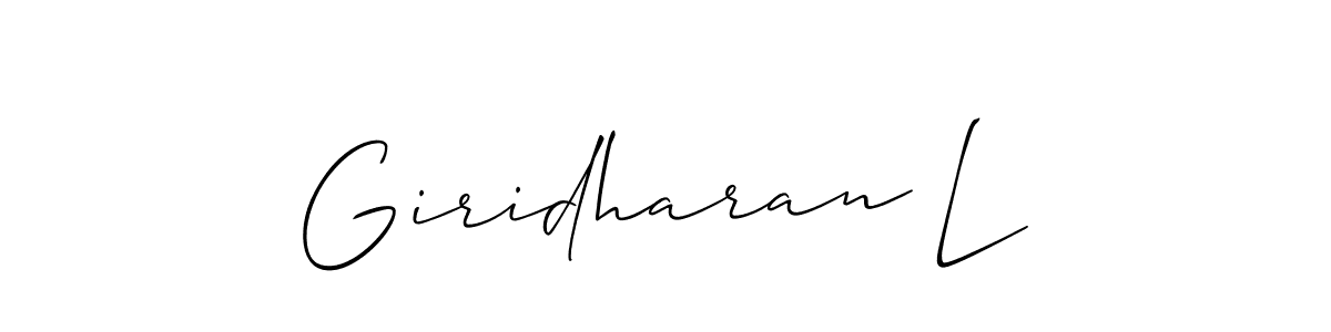 How to Draw Giridharan L signature style? Allison_Script is a latest design signature styles for name Giridharan L. Giridharan L signature style 2 images and pictures png