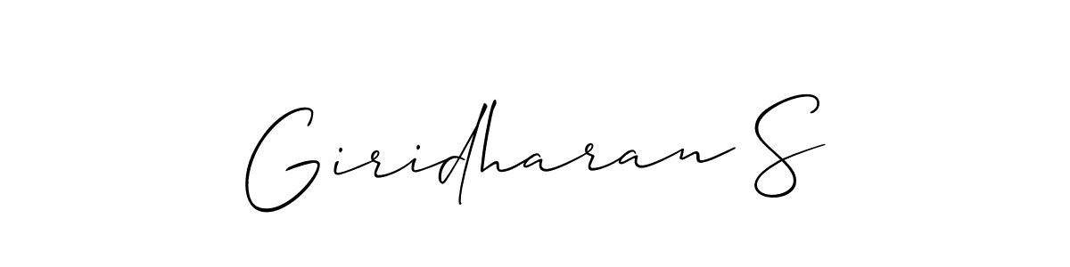 Make a short Giridharan S signature style. Manage your documents anywhere anytime using Allison_Script. Create and add eSignatures, submit forms, share and send files easily. Giridharan S signature style 2 images and pictures png