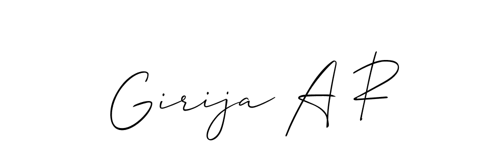 Similarly Allison_Script is the best handwritten signature design. Signature creator online .You can use it as an online autograph creator for name Girija A R. Girija A R signature style 2 images and pictures png